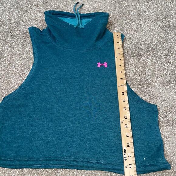 Under Armour tank top sweatshirt material forest green muck neck sleeveless SZ S - Picture 6 of 8